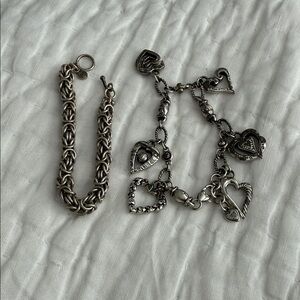 Silver Heart Charm Bracelet Set